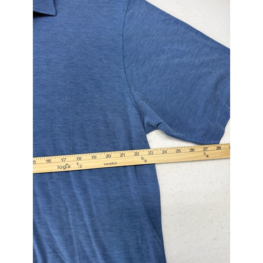 Footjoy Men Polo Golf Shirt Athletic Fit Poly Blend Blue Pocket Short Sleeve XL - Picture 5 of 6